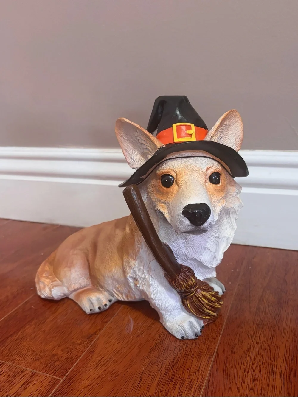 NWT Corgi Halloween Decor Witch Statue